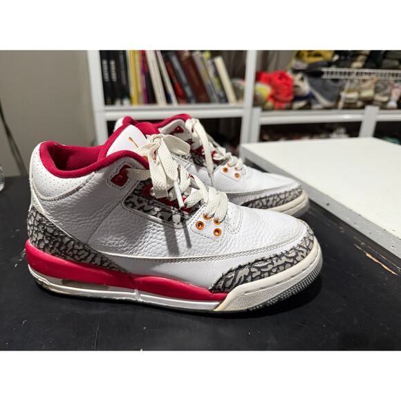 Nike Air Jordan 3 Retro Cardinal White GS Size 4.5Y/W6 (398614-126) - Picture 1 of 8